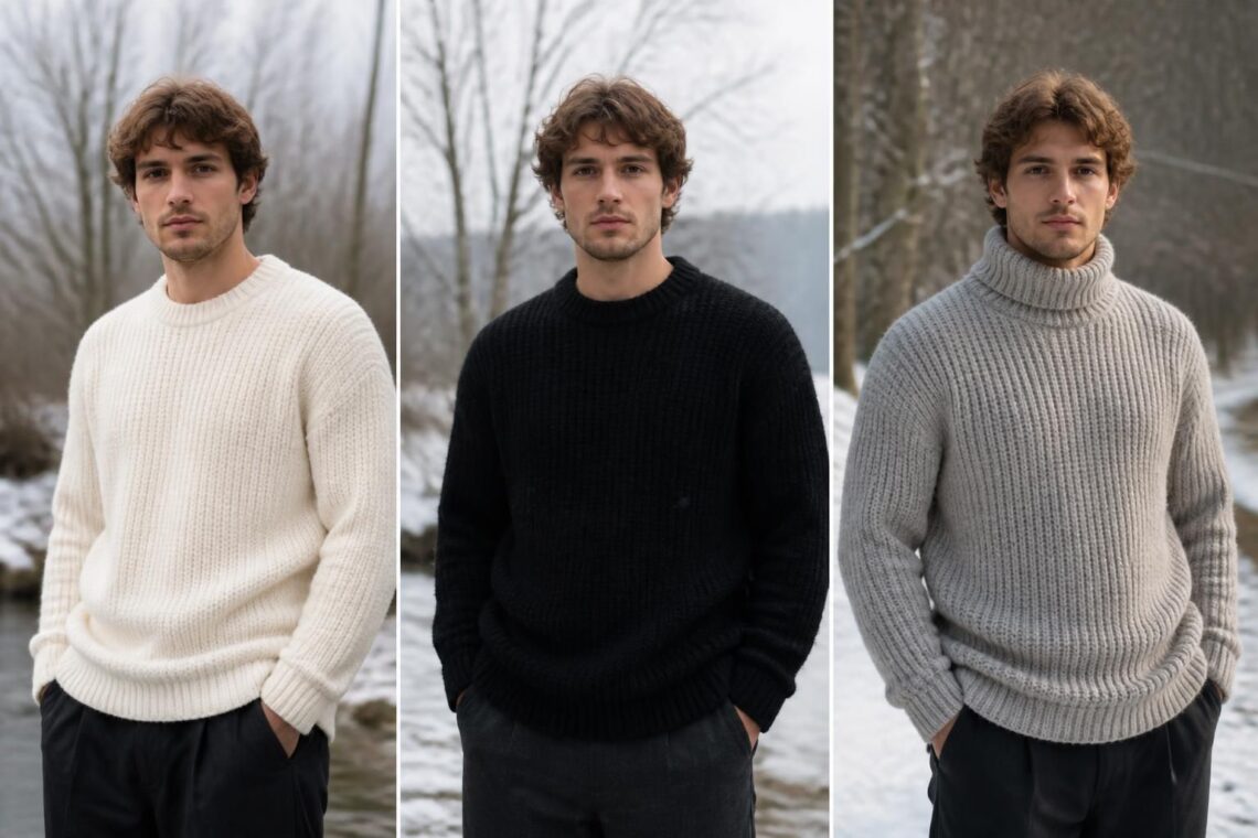 découvrez comment choisir le gros pull en laine pour homme idéal cet hiver, en comparant les couleurs blanc et noir ainsi que les modèles à col roulé pour allier style et confort.